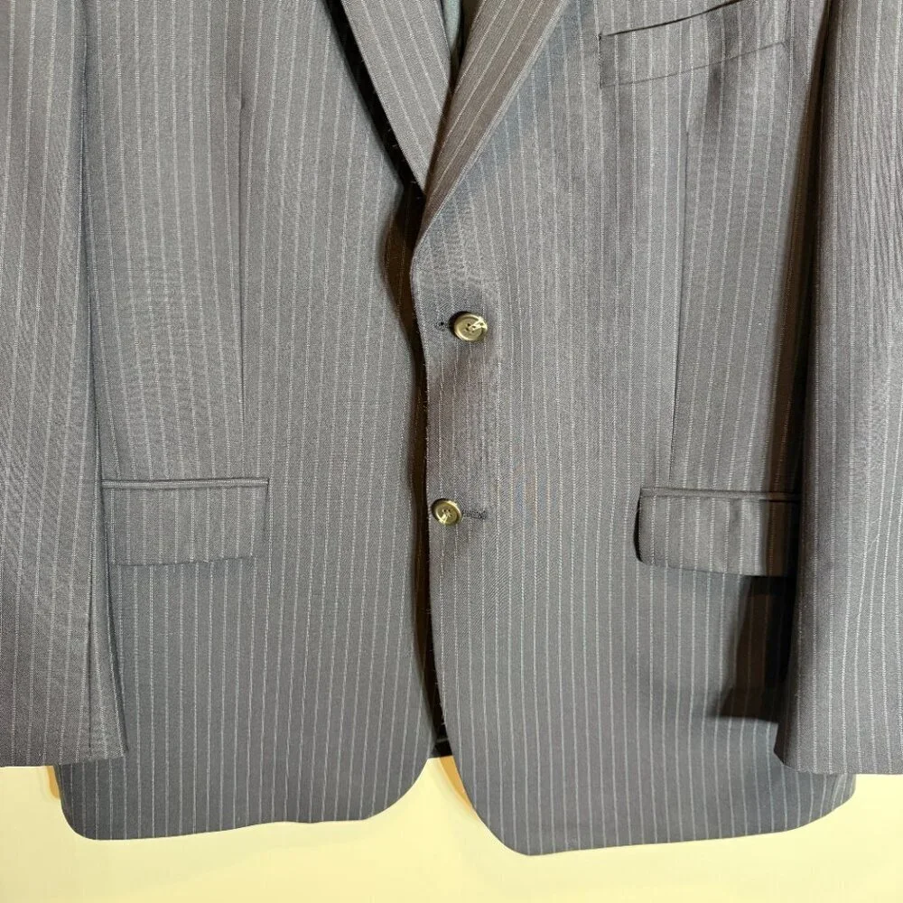Ralph Lauren Pinstripe Wool Sport Coat Dinner Jacket Blazer Men's 46R* Black